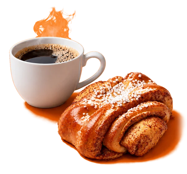 Kahvikuppi ja korvapuusti